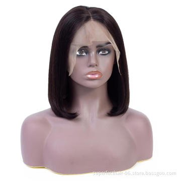 Short Bob Wig Human Hair Lace Frontal Wig Color #99J,#27,Natural Black, Natural Hair Line Thick Human Hair Wig For Black Women